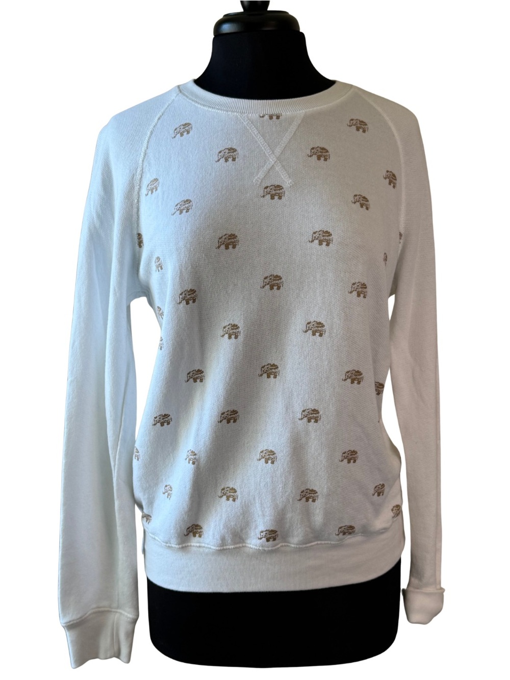 SPIRITUAL GANGSTER Sweatshirt with Gold Elephant Print Size Medium